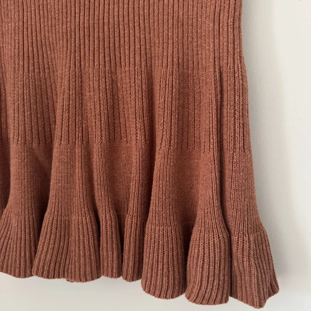 Free People Solid Gold Knit Skirt Cocoa Heather - Image 6