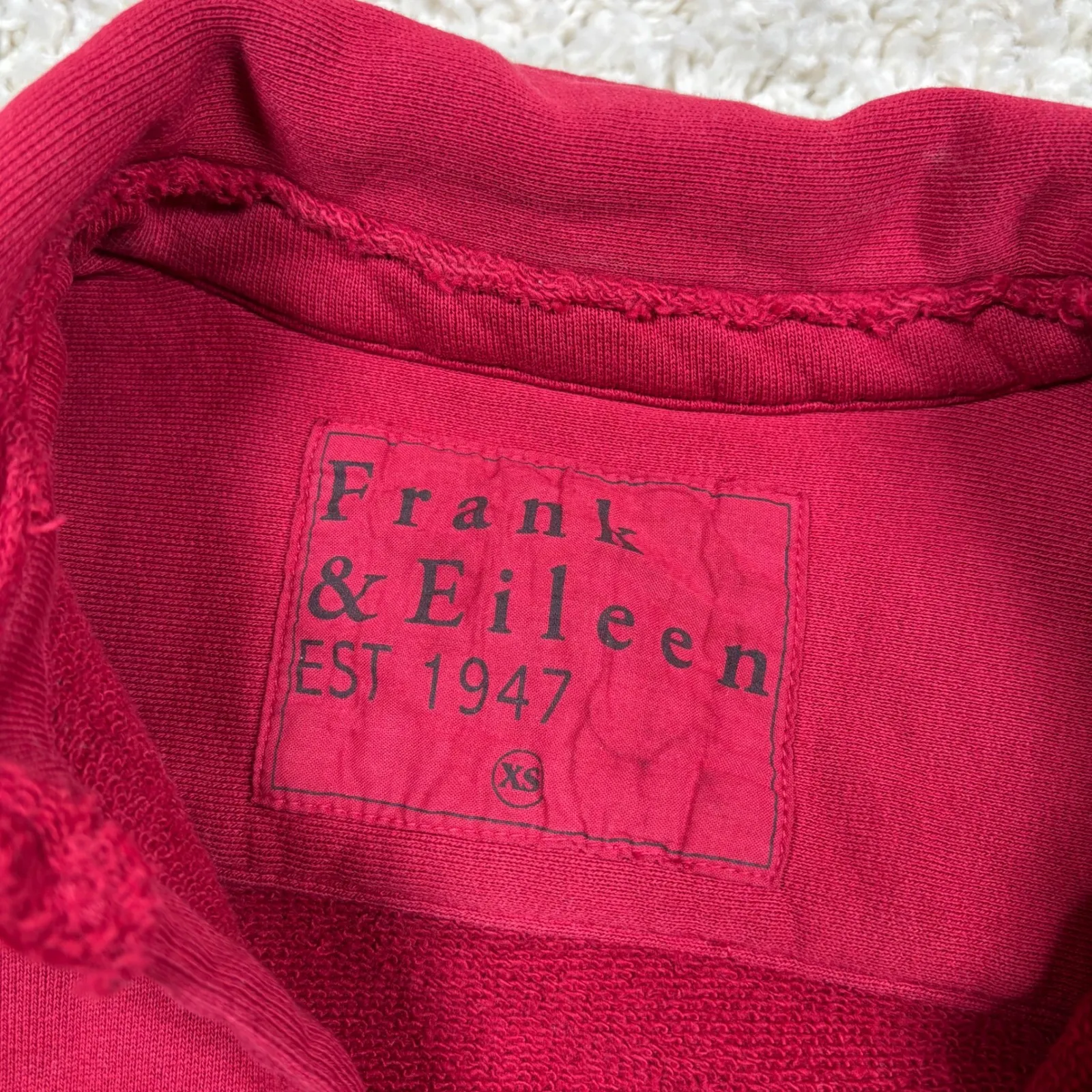 Frank & Eileen Red Cotton Distressed Button Down Shirt Sweatshirt XS - Image 2