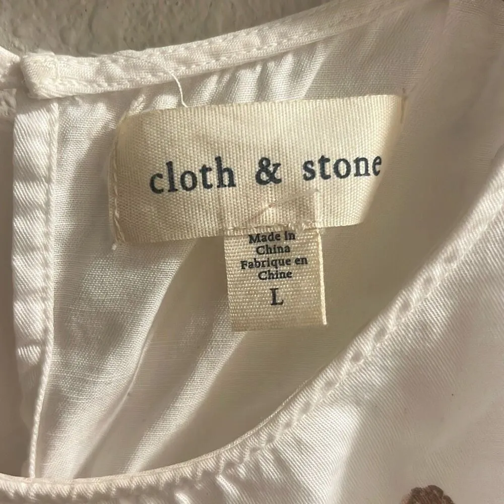 ✨Cloth & Stone White Polka Dot Sleeveless Round Neck Laser Cut Sz L Blouse✨ - Image 10