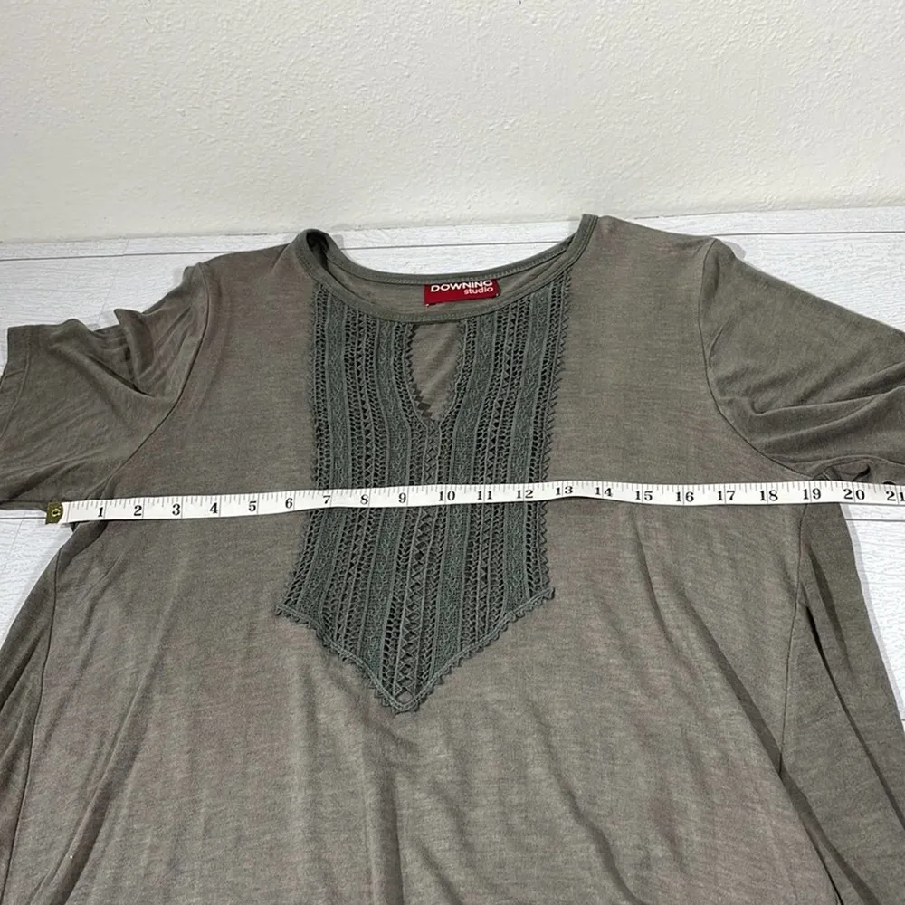 DOWNING STUDIO Loose Fit High Low Cut Olive Green Shirt Size 1X - Image 44