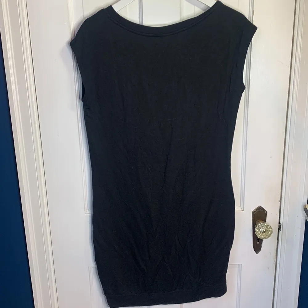 Athleta Black Criss Cross Hem Sweatshirt Knit Cap Sleeve Dress W-694 Sz S - Image 8