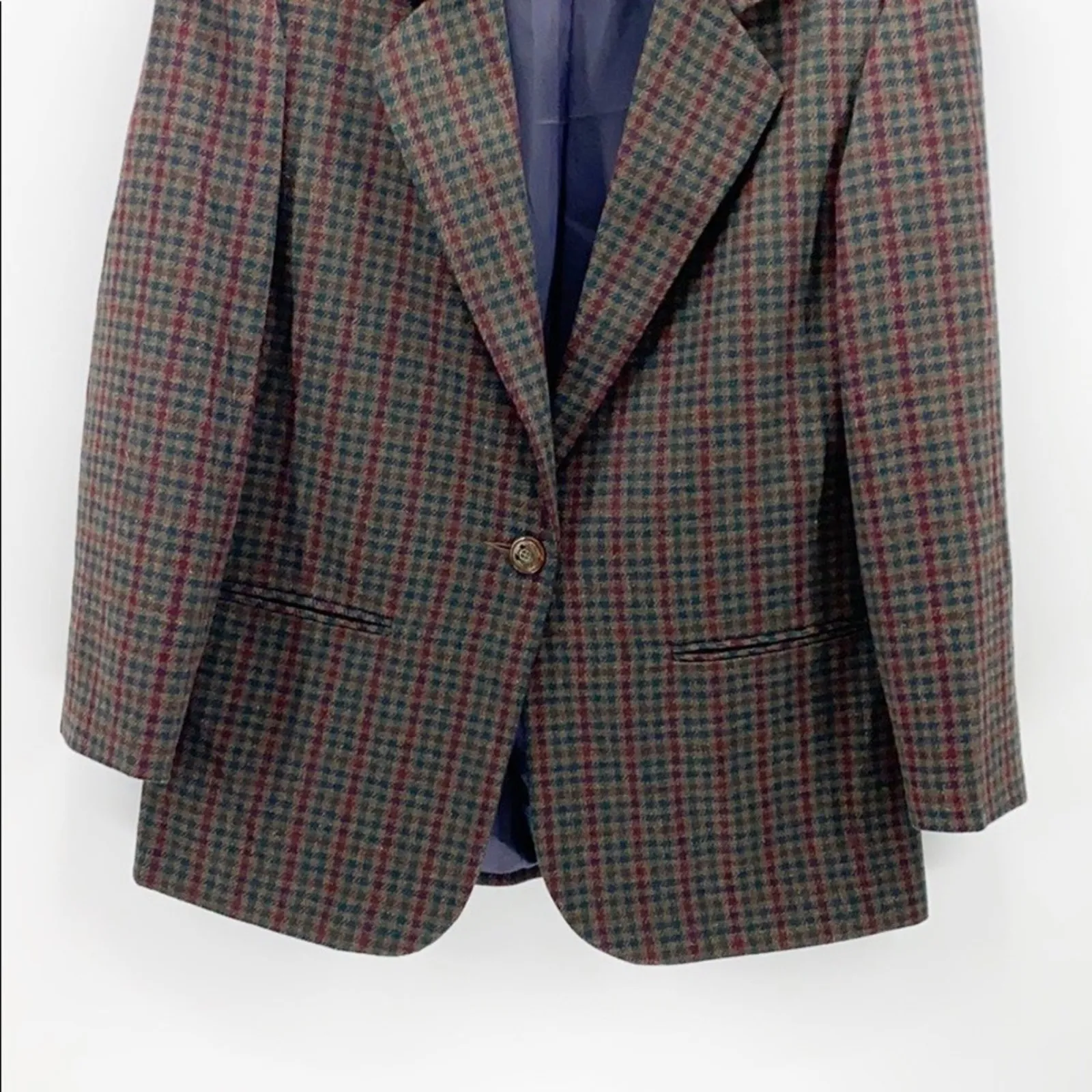 Vintage sag harbor boxy blazer wool oversized micro plaid academia size 10 - Image 4