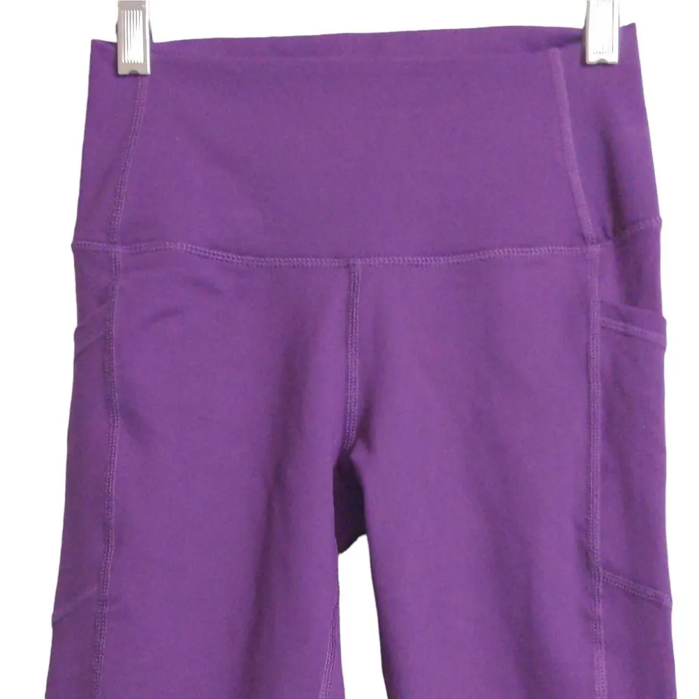 Buffbunny Womens Leggings Pants Purple Mid Rise Yoga Waistband Pockets S - Image 2