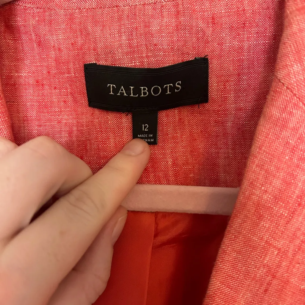 100% Linen Talbots Pink Blazer Size 12 - Image 5