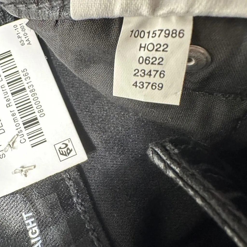 INC Denim Womens Straight Pants 18 Black Croc Faux Leather‎ Textured Y2K NWT Size XL - Image 8