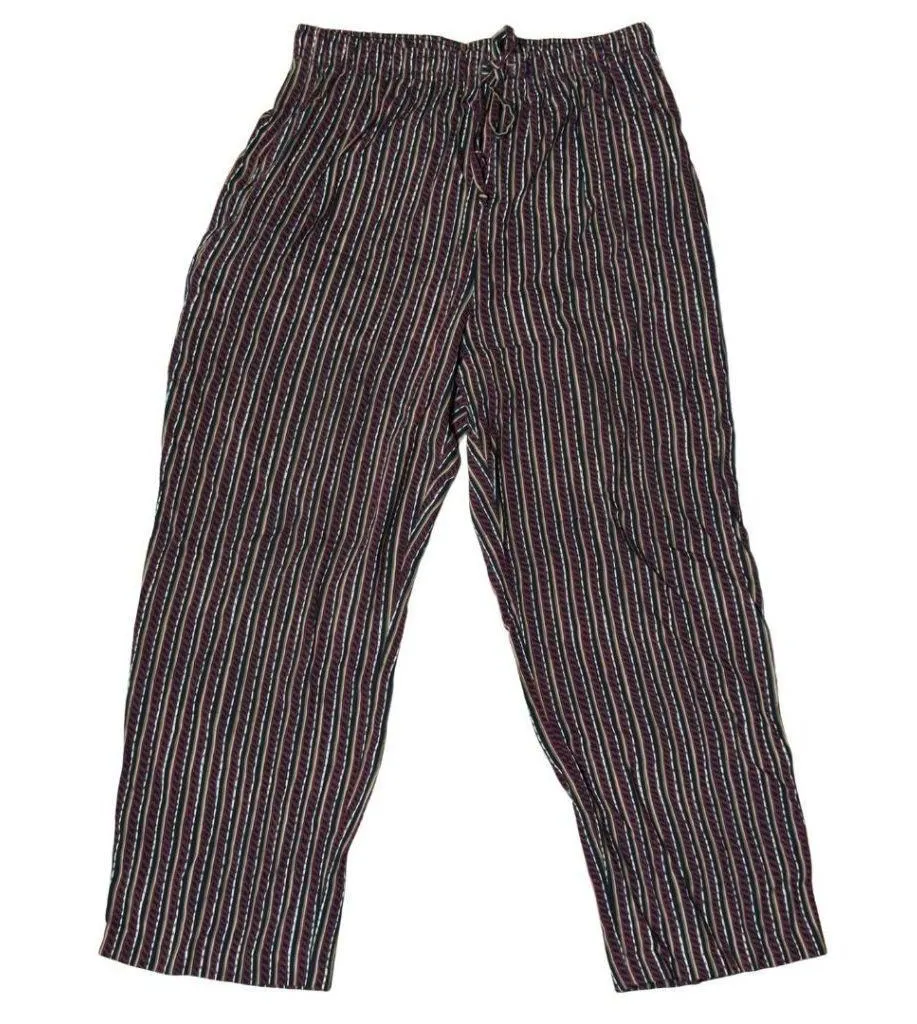 Vintage 90s Flowy Striped Capri  Pants Sag Harbor Petite Womans Large Boho Retro - Image 7