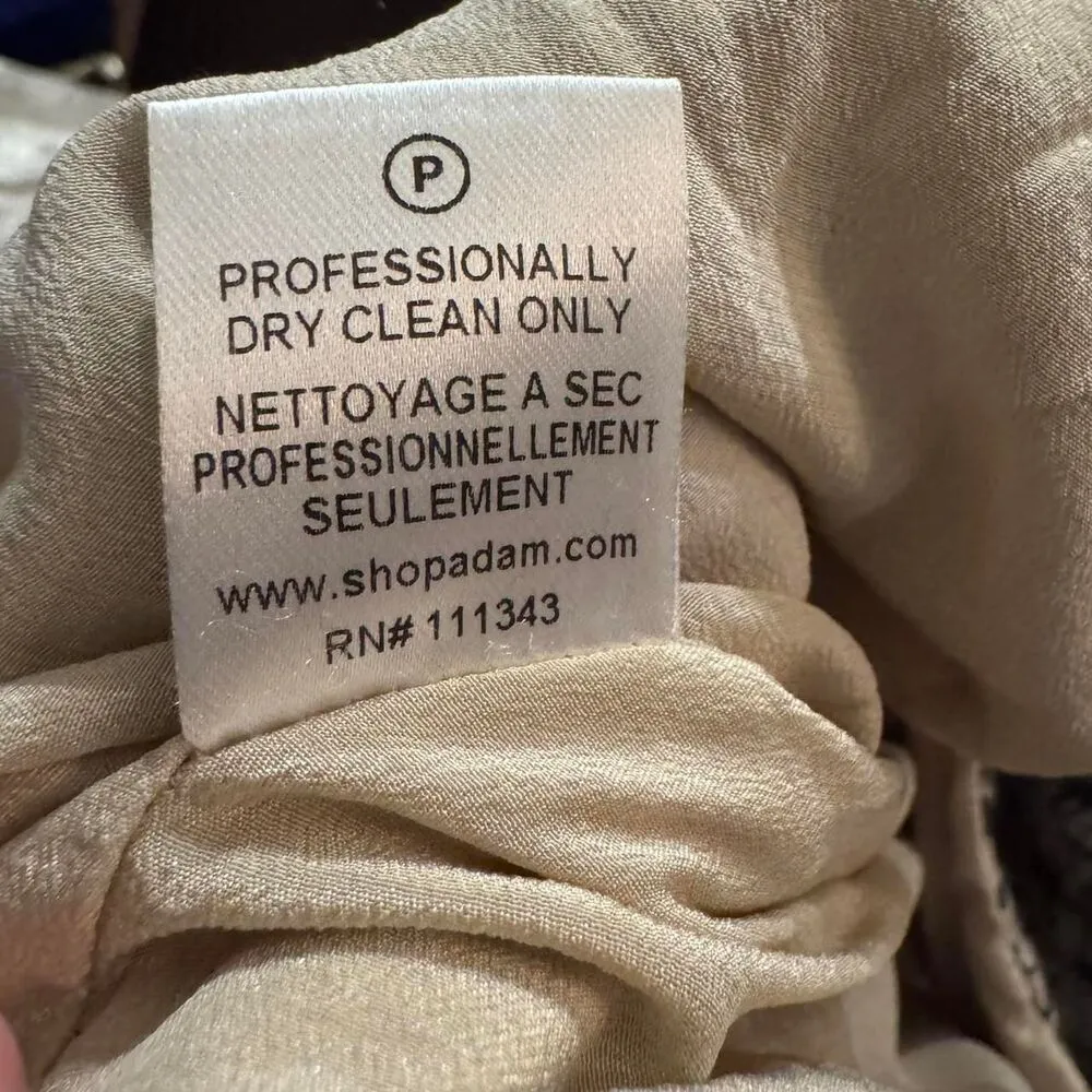 Adam Lippes NYC Women's Navy Blue Floral Linen and Cotton silk Lined Dress 12 Size 8 - Image 8