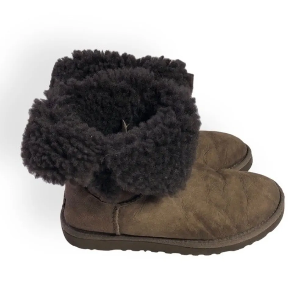 UGG Women’s Brown Bailey Button Genuine Leather Boots - Image 40