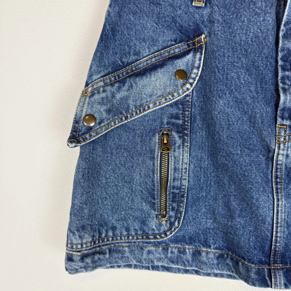 Re/Done Racer Denim Cargo Mini Skirt Moto Speedway Size 27 - Image 9