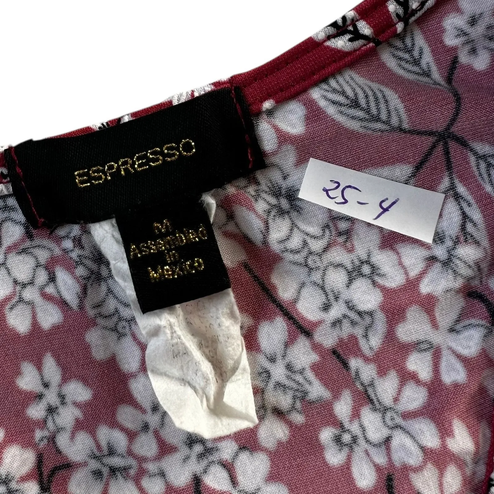 Espresso Rose Pink Floral Sleeveless Top Women's Blouse Size Medium | 25 - Image 3