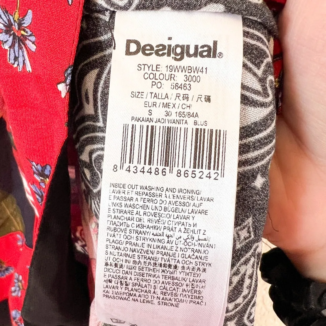 Desigual  Patchwork Poncho Blouse Small Viscose Boho Indie - Image 5