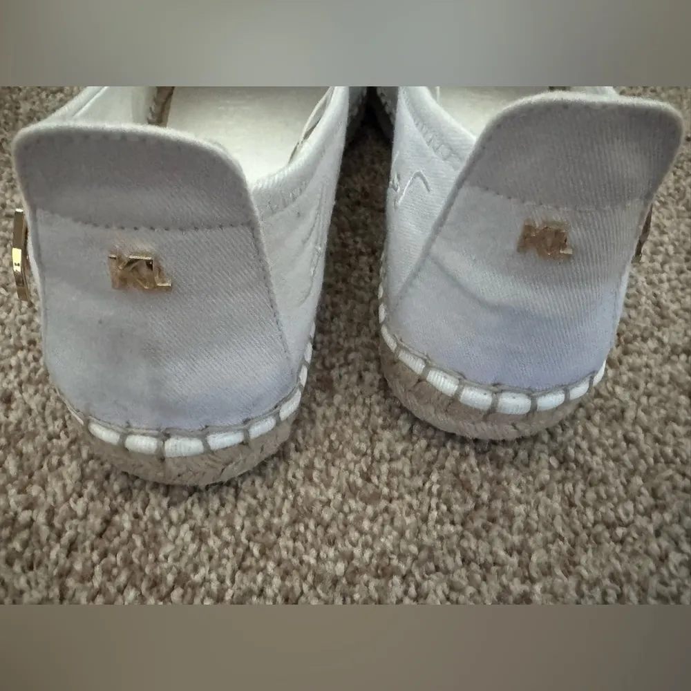 KARL LAGERFELD PARIS Women's white Embellished Slip-On Espadrille Flats 10 - Image 5