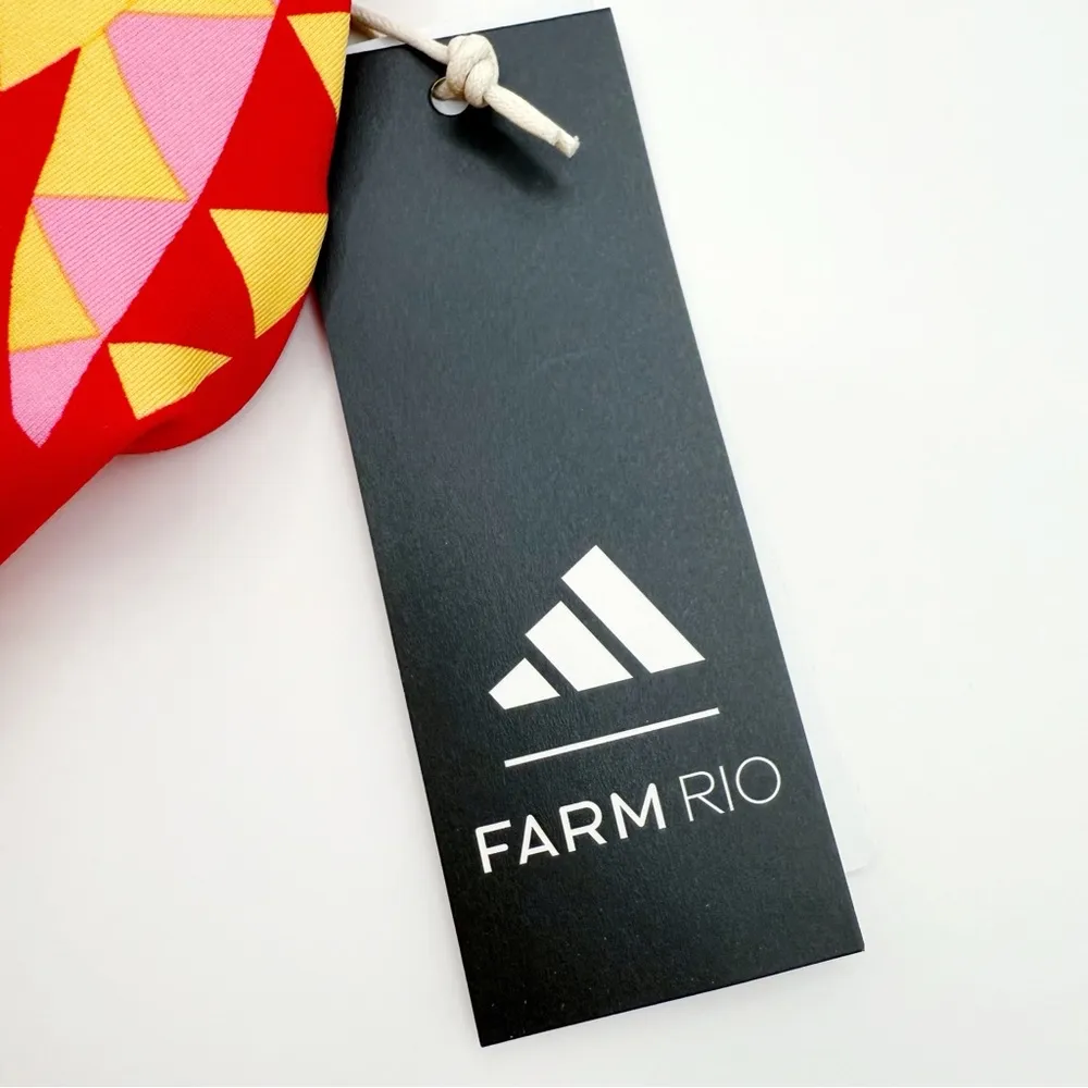 Adidas Farm Rio Sports Bra Womens XS Red Yellow Strappy Padded Medium Support - Image 3