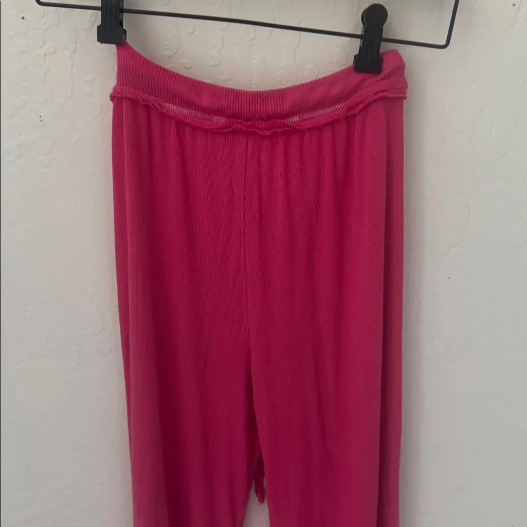 Urban Outfitters Sweet Dreams Pink Waffle Open Slit Ankle Lounge Pants XS - Image 3