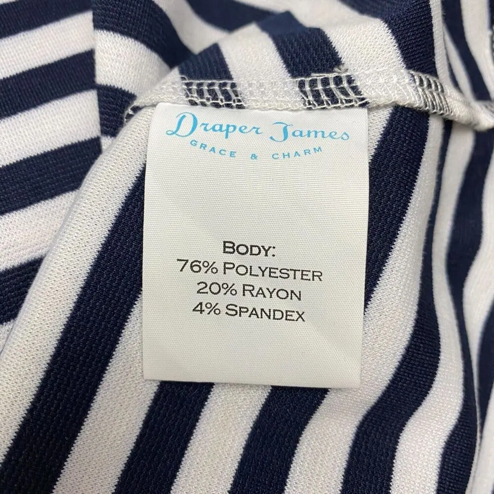 Draper James Stripe Ponte Knit ALine Navy Pink Mini Fit Flare Small Nautical - Image 7