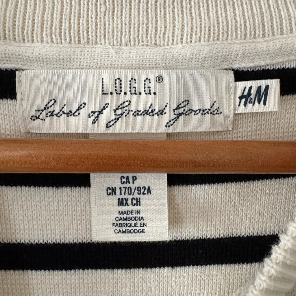 Label of Graded Goods stripe crewneck sweater black cream cotton blend size S - Image 5