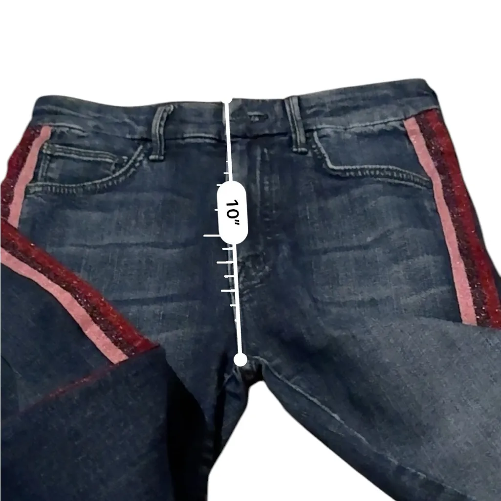 Mother Denim High Waisted Looker‎ Jeans in Here Kitty, Kitty Glitter Racer Sz 25 Blue - Image 15