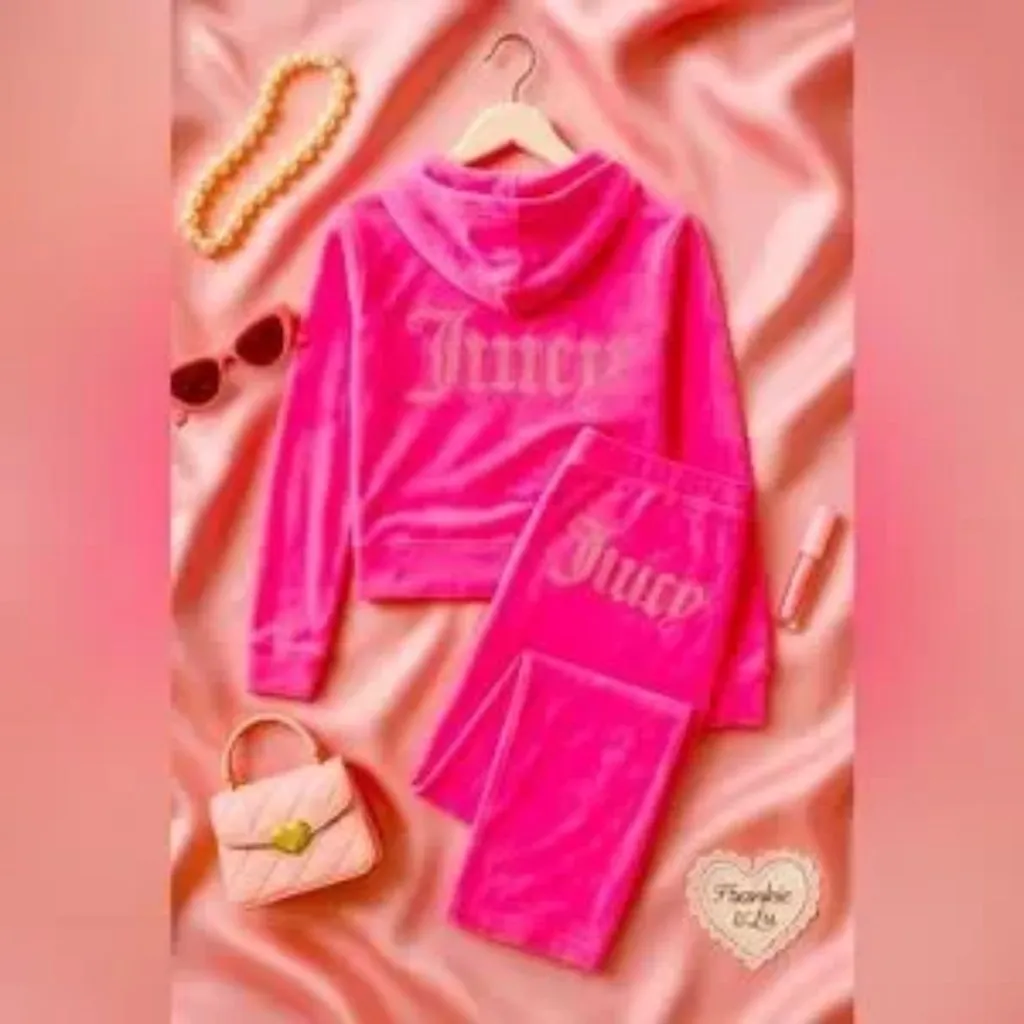 Juicy Couture Pink Velour Tracksuit OG Rhinestone Back Logo Sz L NWT - Image 4
