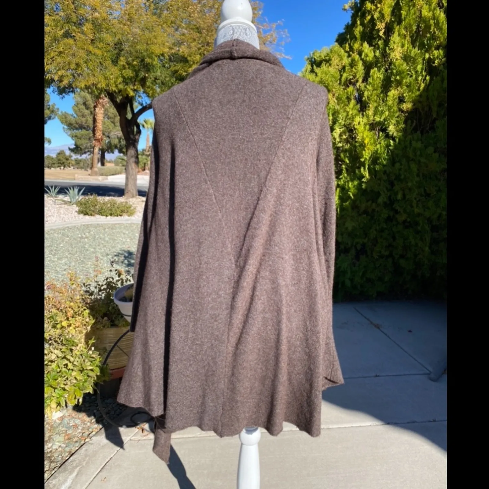 FREE PEOPLE Womens Brown Wool Blend Knit Y2K Waterfall Cardigan Sweater Small - Image 5