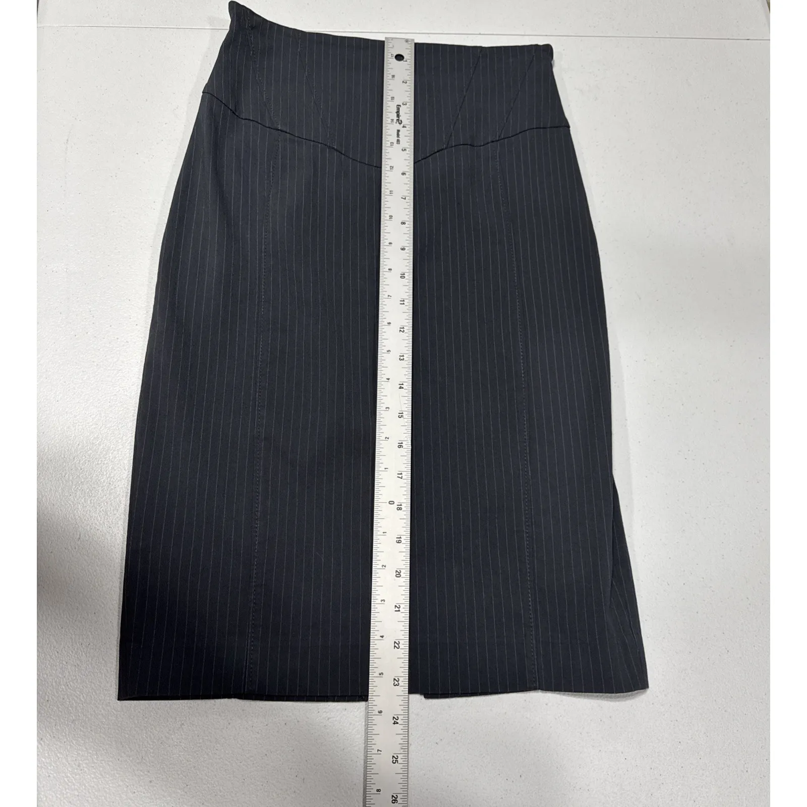 Express Design Studio Pencil Skirt Womens Sz 0 Gray Pinstripes High Rise Bodycon - Image 9
