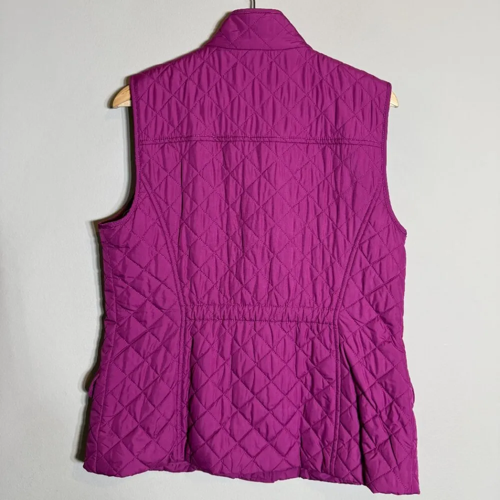Talbots Diamond Quilted Riding Puffer Vest Women's Medium Purple Fleece Lined - Image 11