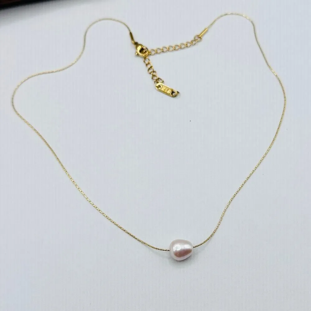 18K Natural Pearl Gold Necklace - Image 5