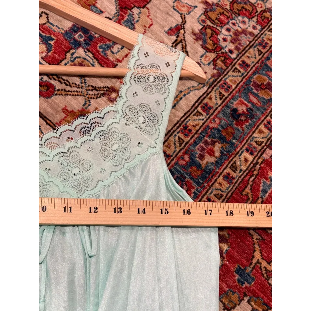 Vintage Sears Mint Green Sheer Lace Peignoir Nightgown Set 60s 70s SM - Image 12