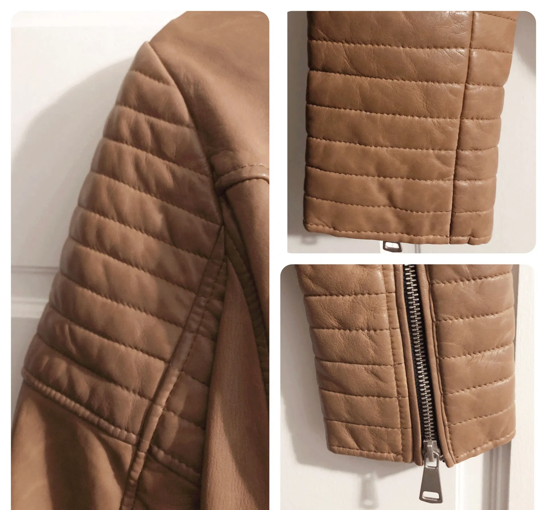 Tan Leather Moto Jacket - Image 6