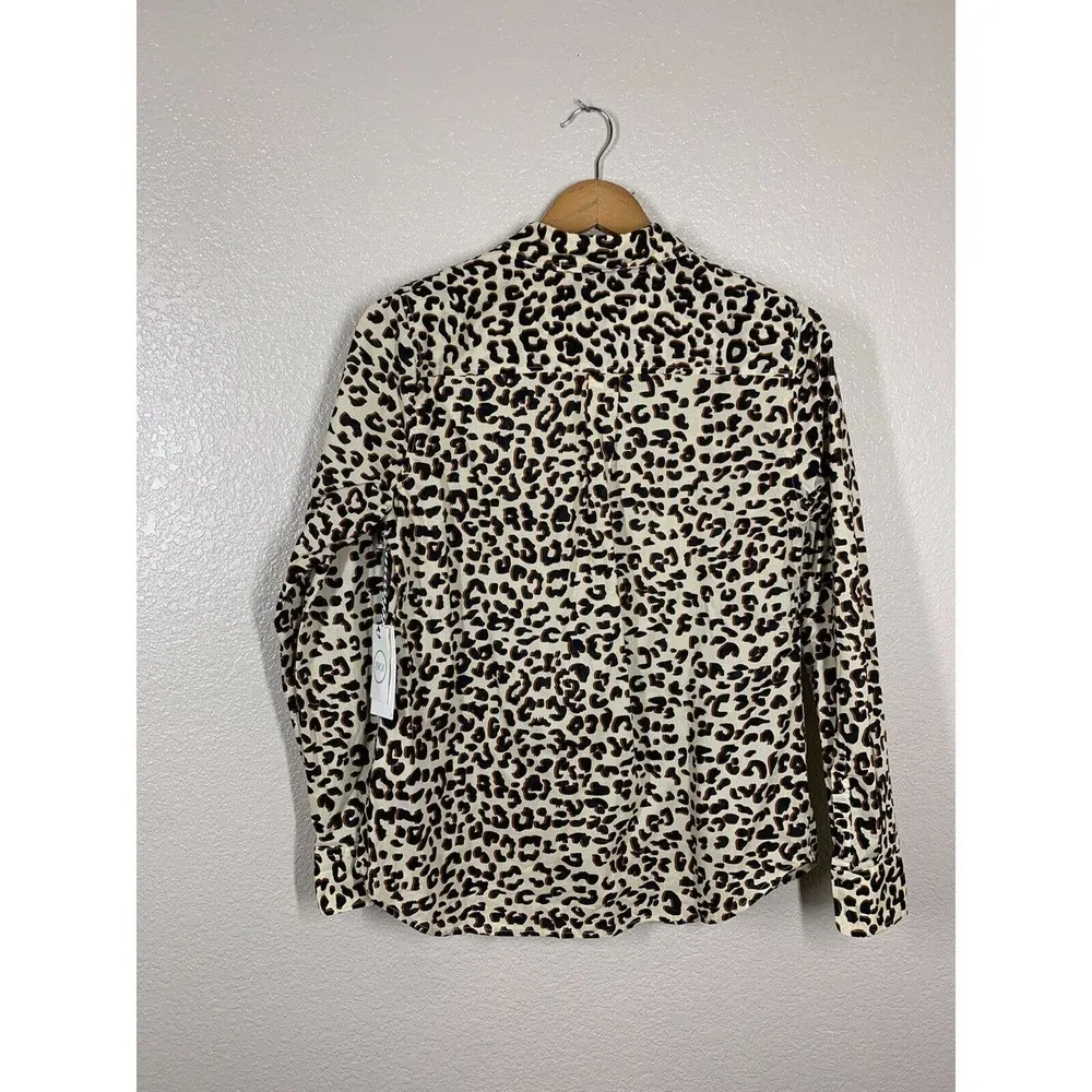 1901 Small Leopard Print Cotton Voile Button Down Top Nordstrom NEW - Image 5