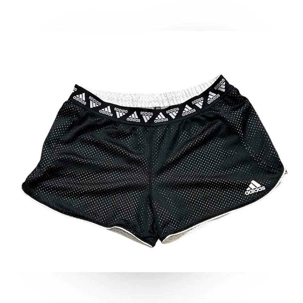 Adidas Black and White Mesh Reversible Running Shorts size Medium - Image 4