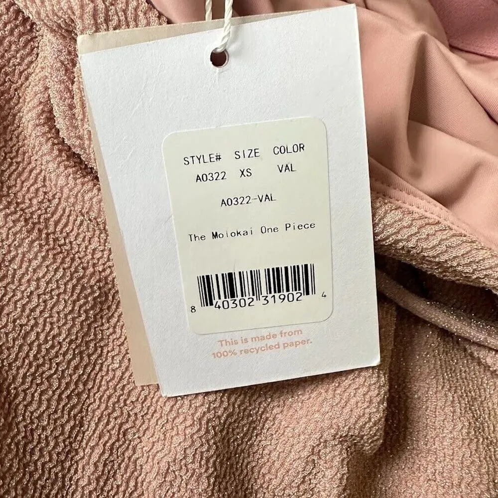 Andie Swim The Molokai One Piece Swimsuit Belt Size XS Pink Gold Metallic - Image 4