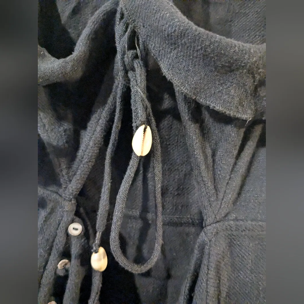 Free People More Than A Mini Gauze Tie-Back Mini Dress Black Sz L/G NWT - Image 8