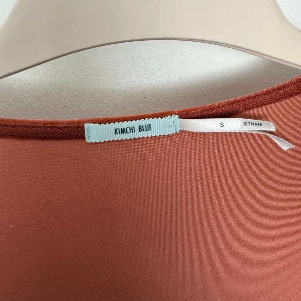 Urban Outfitters Kimchi Blue Women’s Small Orange Velvet Mini Dress Longsleeve - Image 2