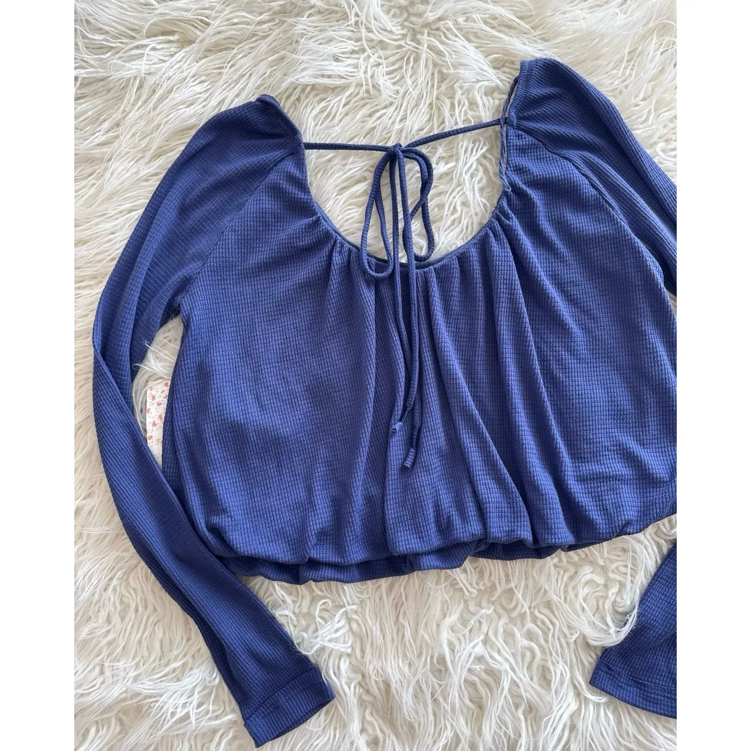 Free People We The Free Bondi Thermal Long Sleeve Top True Blue Size XS - Image 8