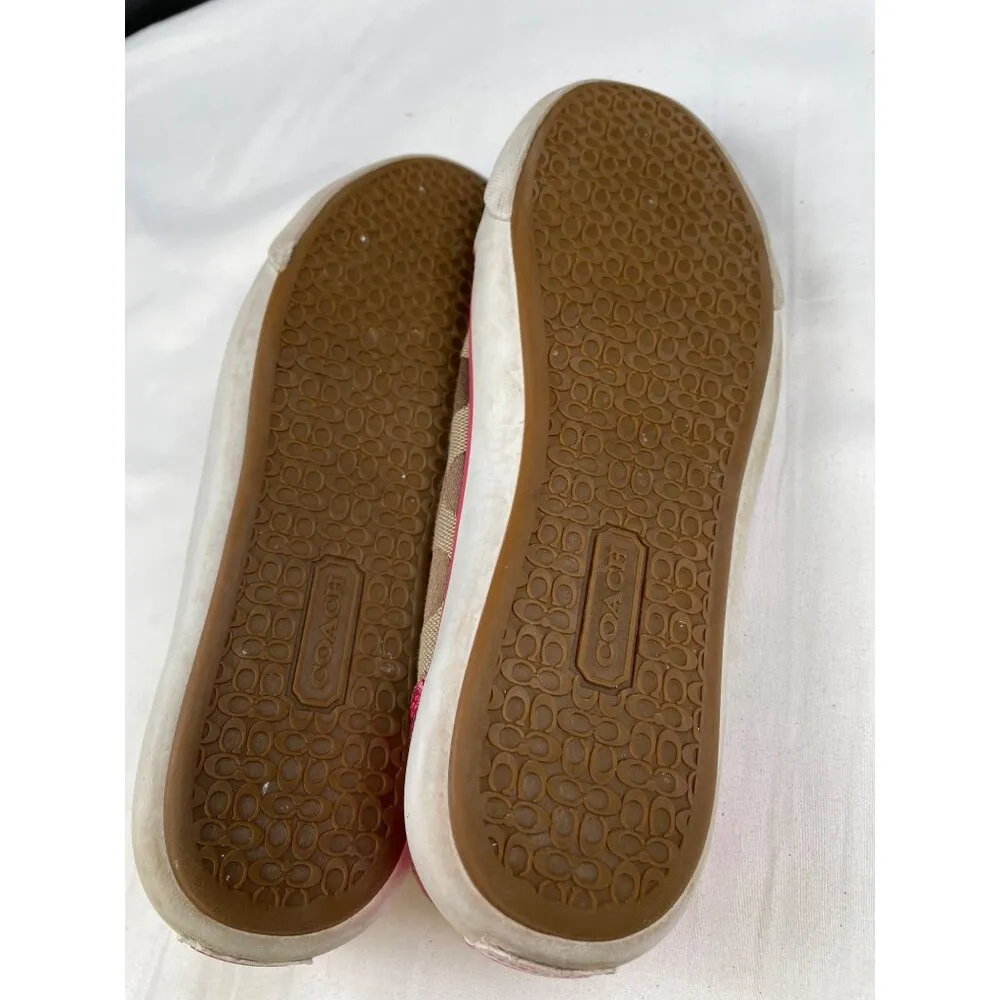 Coach Women's Metallic Pink /Tan Canvas Sneakers/ Shoes Size 7B SKU 4246 - Image 9