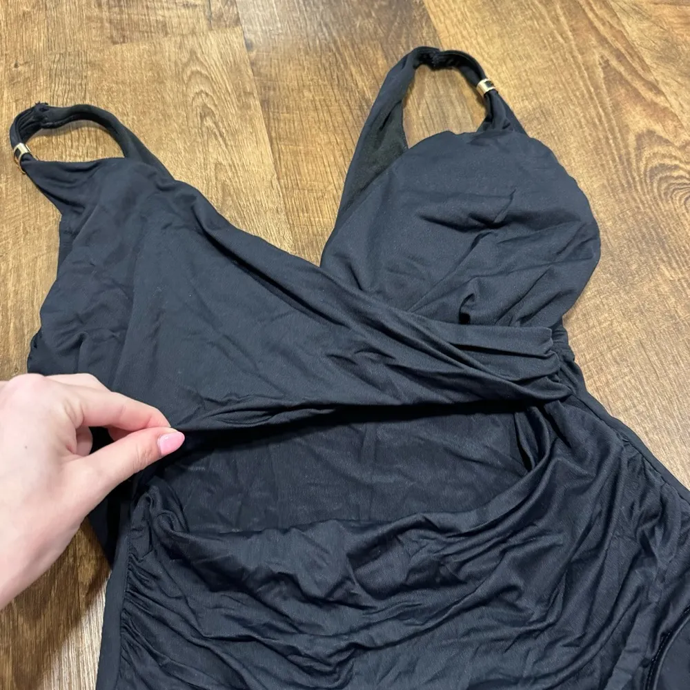 Lauren Ralph Lauren Sz 10 Black Beach Cut Out Surplice One Piece Swimsuit - Image 9