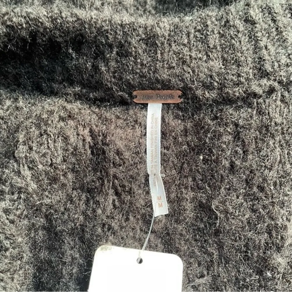 NWT Free People Blue Bell Sweater Oversized Chunky Knit Black Jumper Size Medium - Image 11