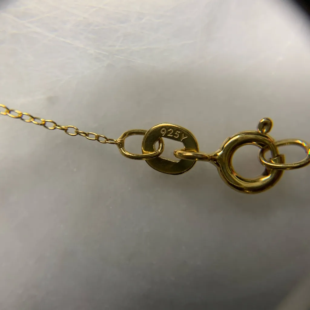 Gold Over 925 Blue CZ And White Sapphire Halo Pendant Necklace Heart Cut Out - Image 8