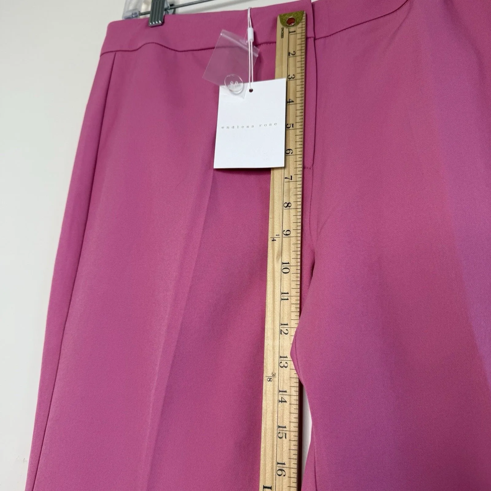 Endless‎ rose pant flat front trousers straight women barbie pink office L - Image 11