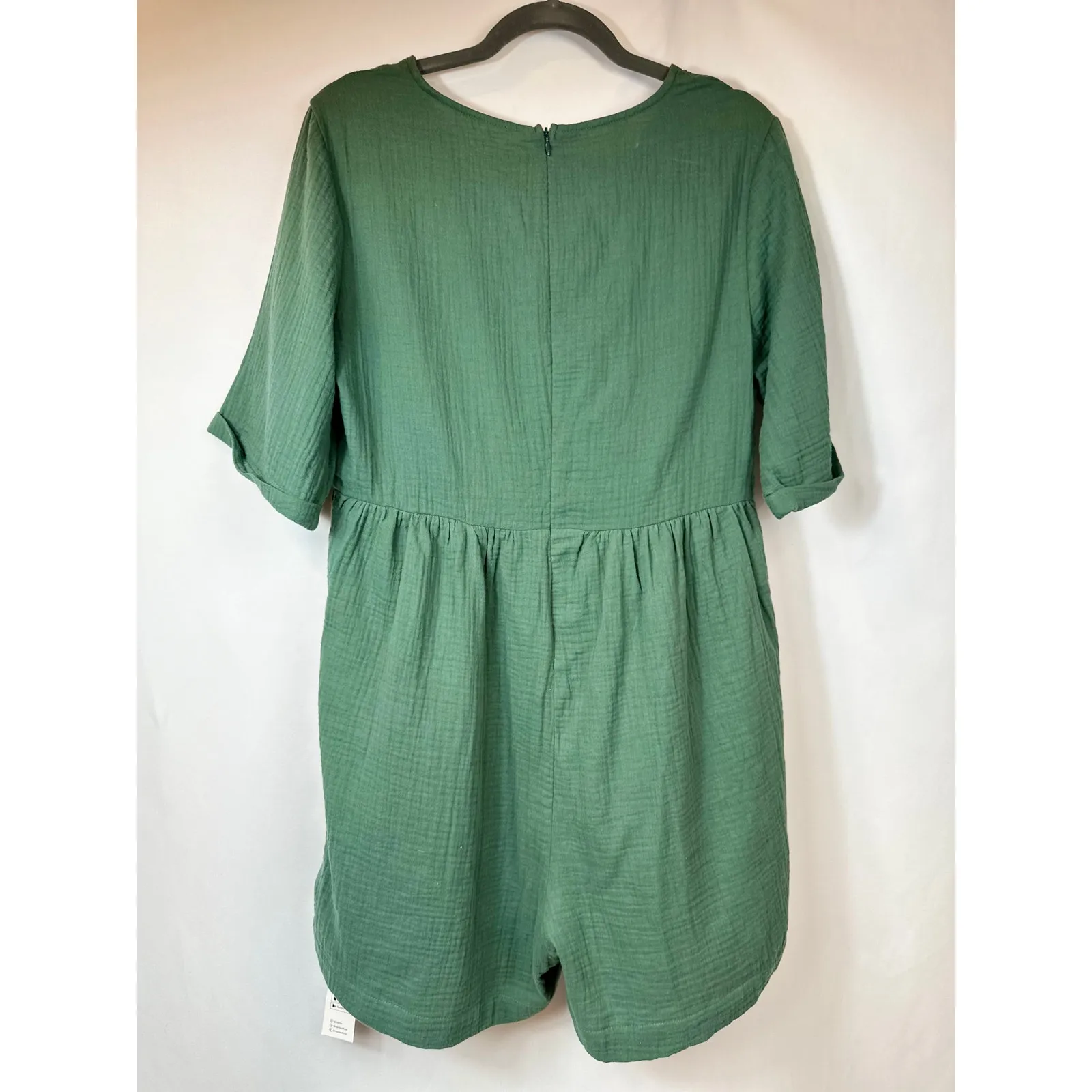 Cupshe Romper V Neck Wide Leg Pockets Beach Green L - Image 13