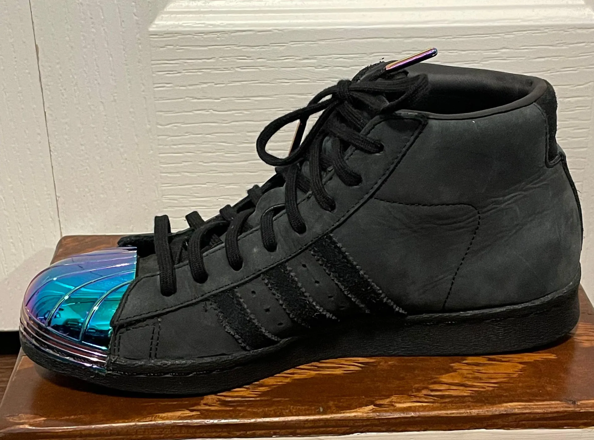 Pro Model Suede Superstar Metal Toe Midtop Sneakers Shoes Black Size 6.5 - Image 7