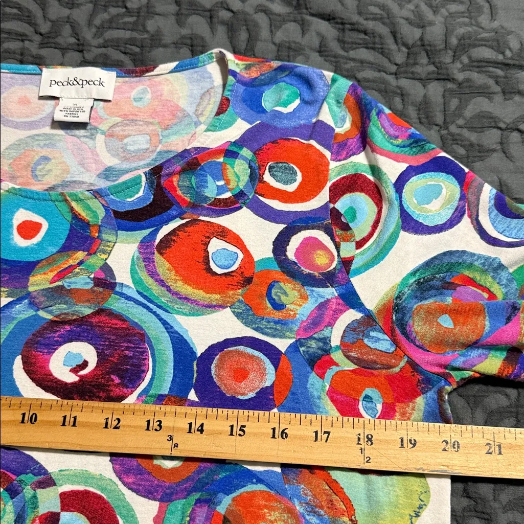 Peck & Peck women's size XL circular design uneven hem blouse 3/4 sleeves - Image 5