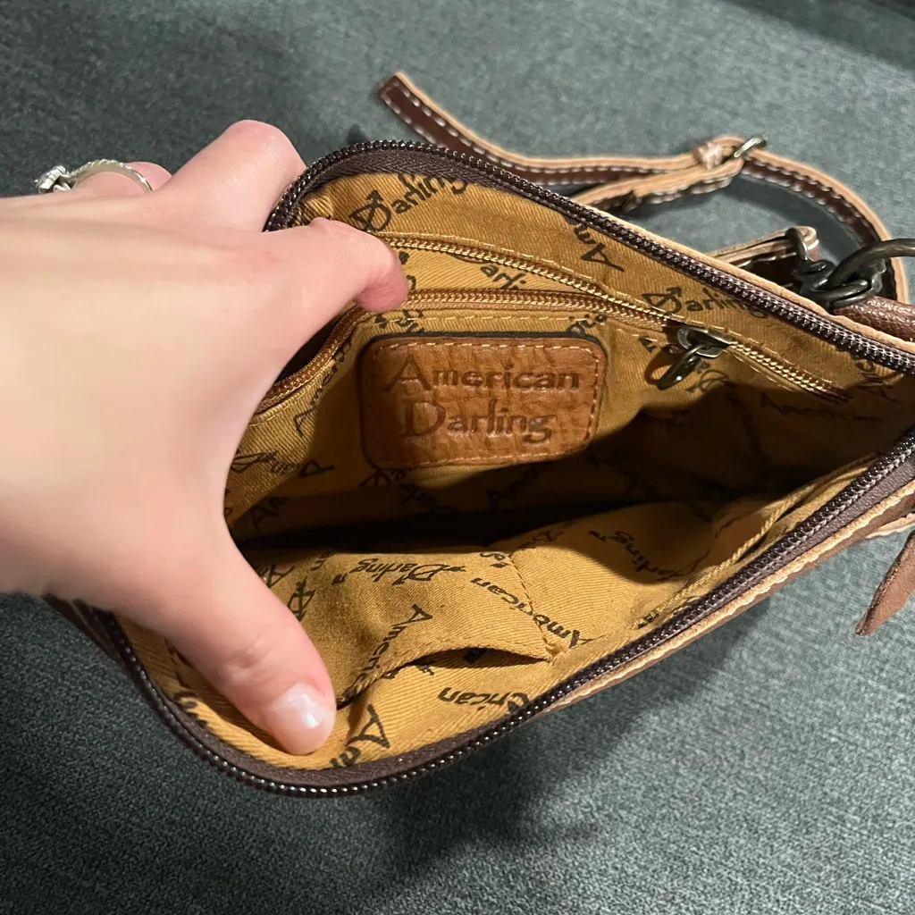 American Darling Cavender’s Aztec Blanket Organizer Crossbody Purse Bag Brown - Image 4