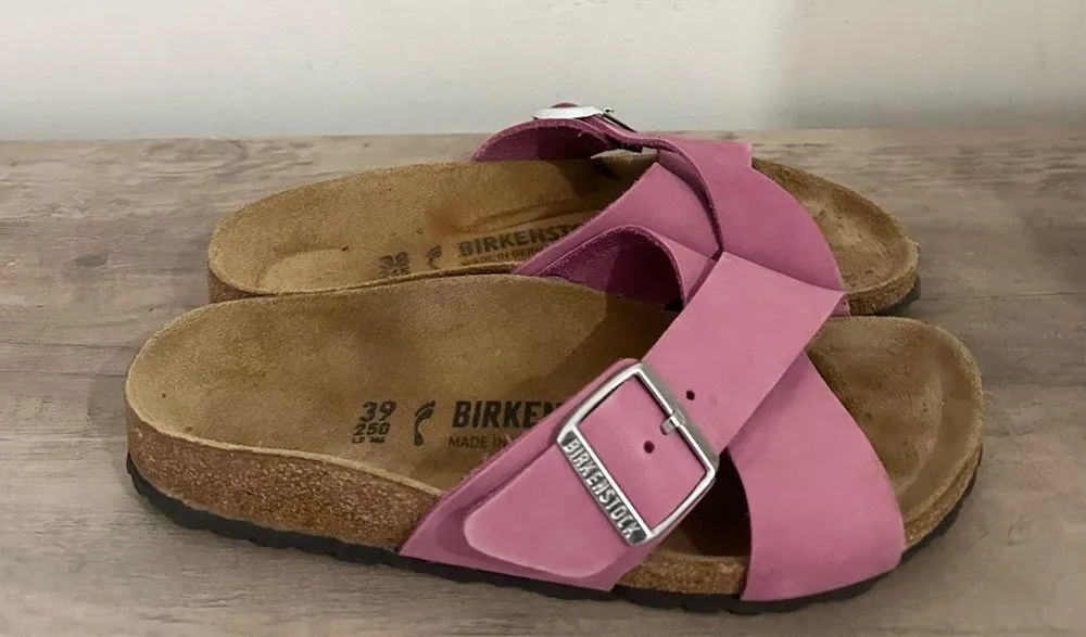 BIRKENSTOCK SIENA SLIDE SANDAL WOMEN'S PURPLE ORCHID LEATHER SIZE 38 7-7-5 - Image 3