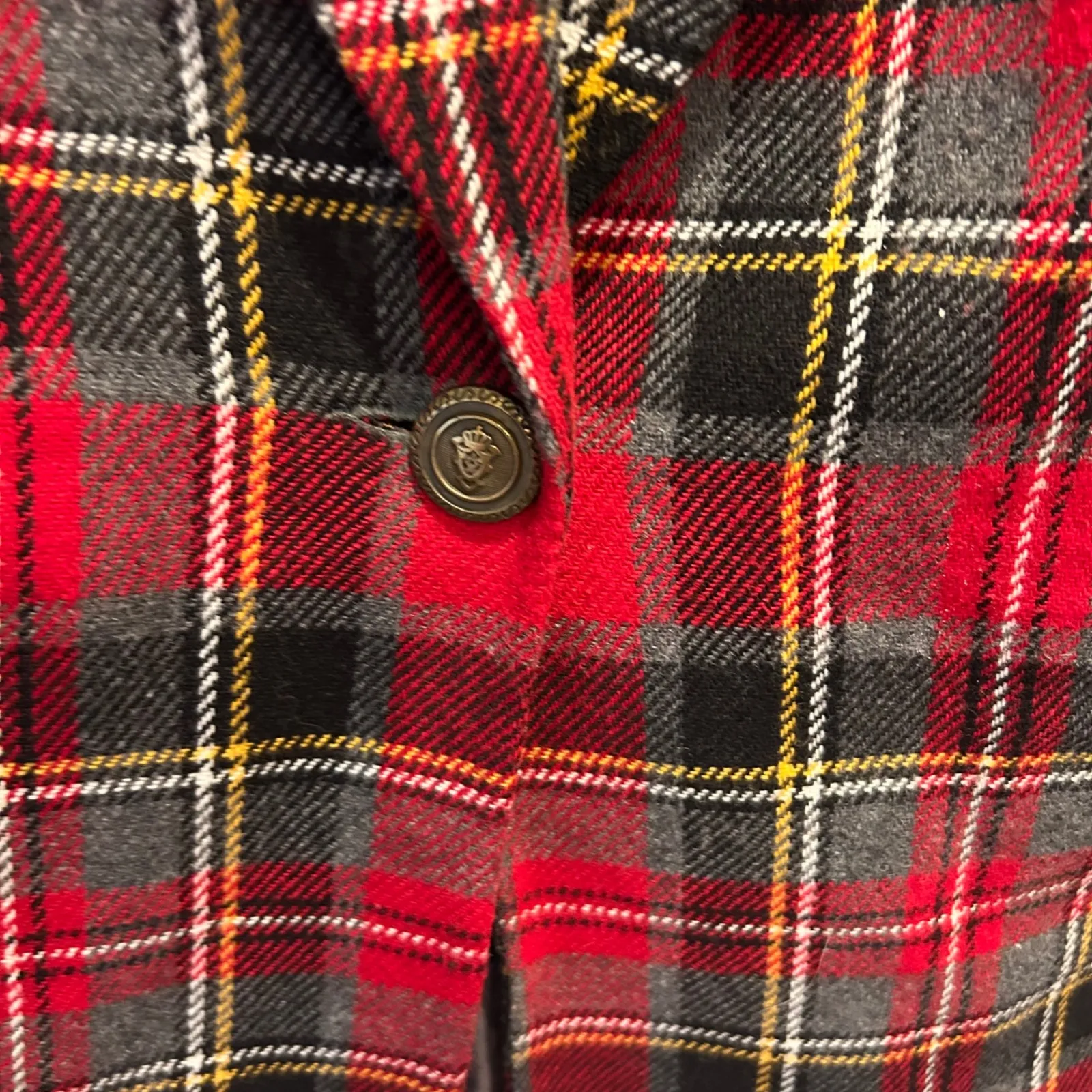 VTG REQUIREMENTS Red Plaid Blazer Velvet Collar 16W Classic Business Holiday - Image 5