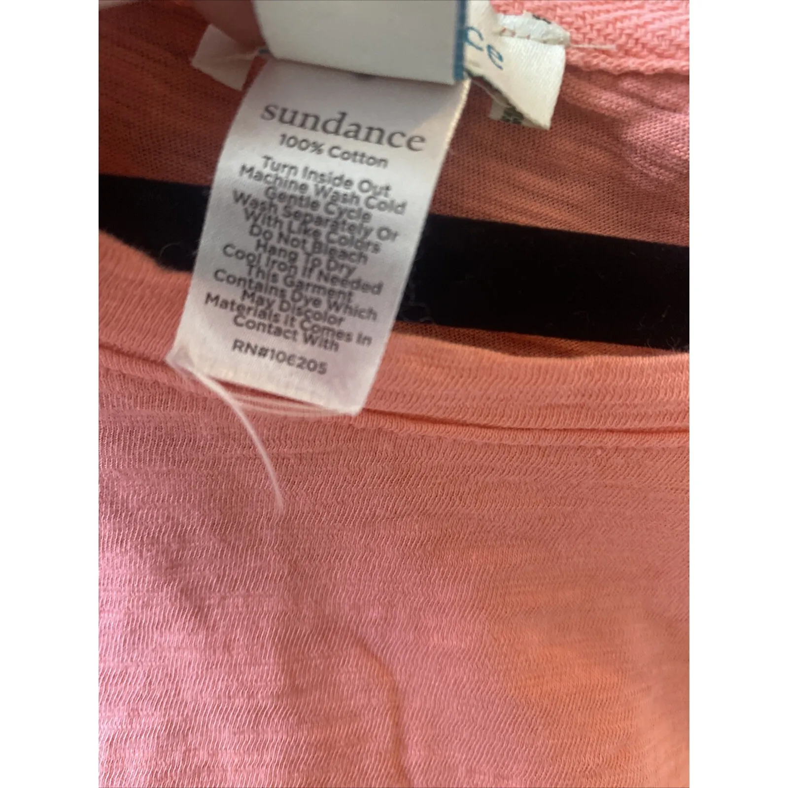 Sundance Women's Medium Coral Pink Round Neck Cotton Blouse Clean Girl‎ Cottage Orange - Image 6