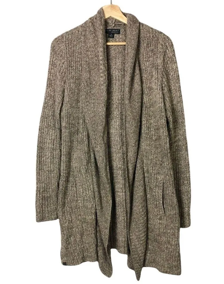 Barefoot Dreams CozyChic Lite Brown Montecito Long Knit Cardigan Sweater M - Image 2
