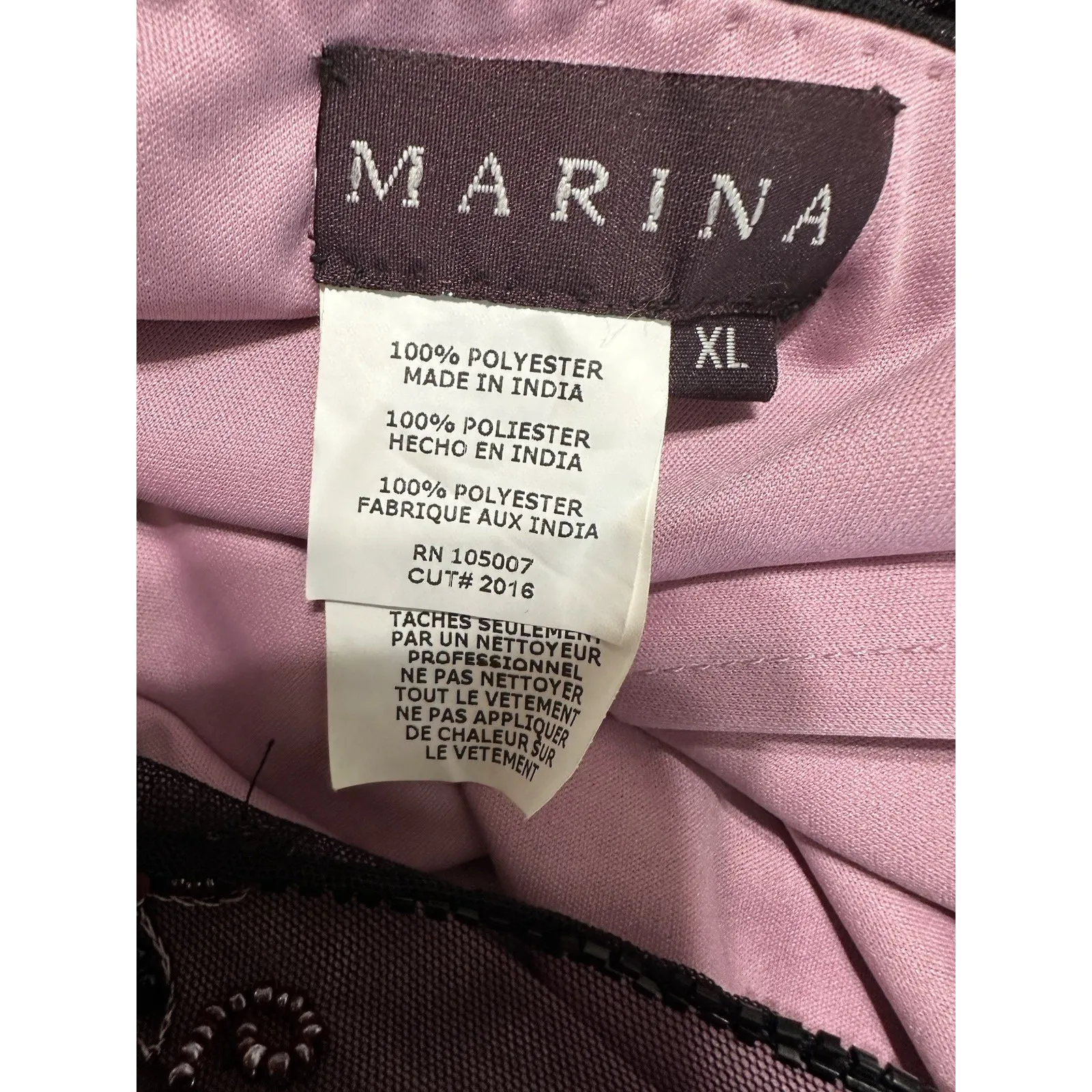 MARINA Size XL Flapper Style Beaded Sequin Sheer Overlay Tank Gatsby Pink Black - Image 6