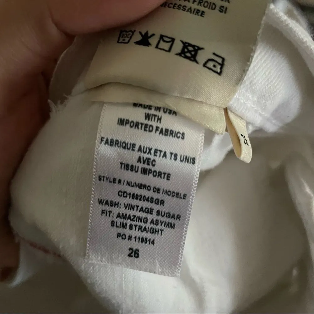 ALICE + OLIVIA JEANS Amazing Asymmetrical Slim Straight Crossover Jeans - Image 6