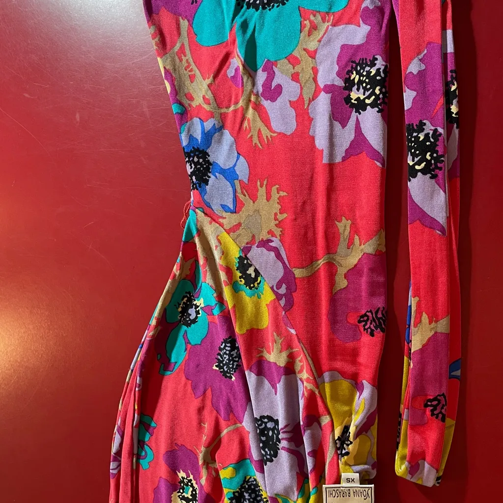 Yoana Baraschi 100% Silk Dress Womens XS Boho Floral Angel Sleeve Anthropologie - Image 10